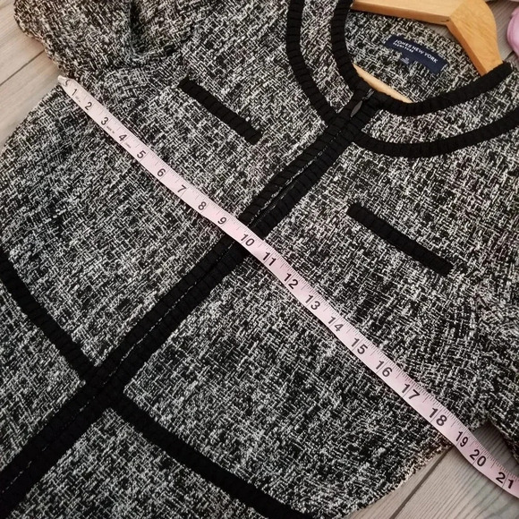 Jones New York Women's Jacket 10 Gray Cotton Full Zipper Long Sleeves Tweed - Picture 6 of 10
